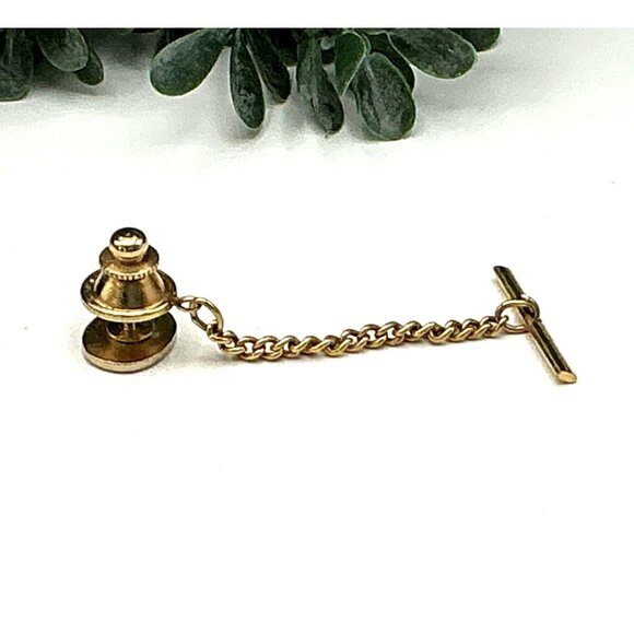 Vintage Gold-Toned Tie Tack With Chain & Bar - Picture 4 of 4